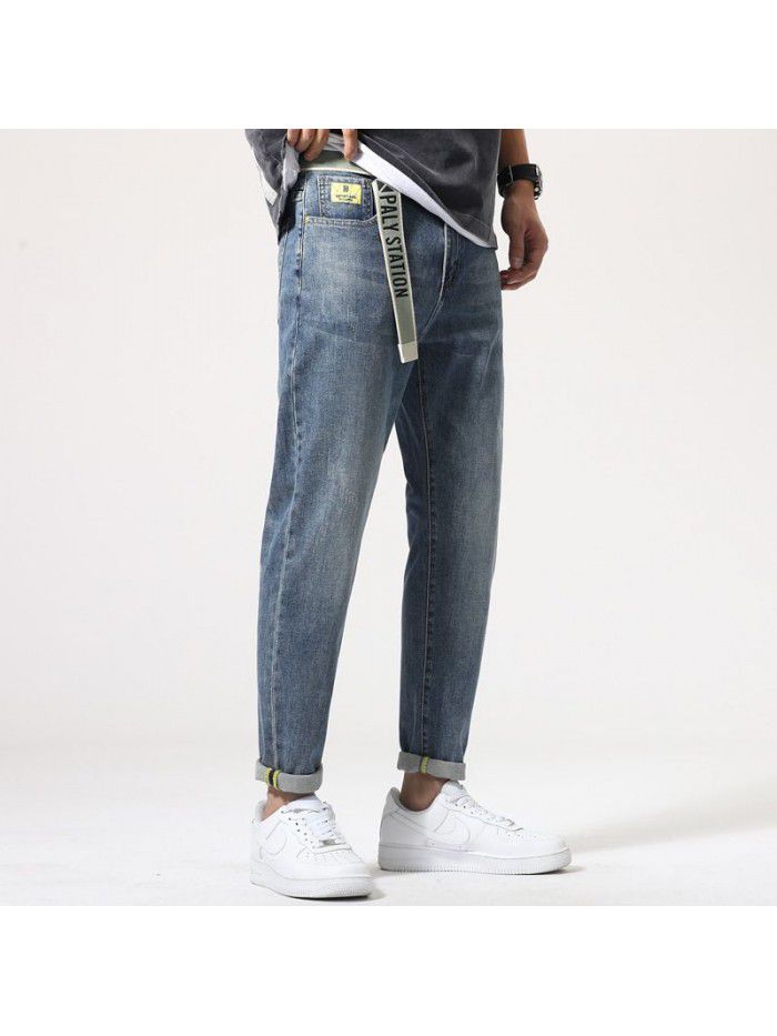 Men's jeans spring and summer new fashion brand loose large size Harem Pants trend youth leisure straight pants 