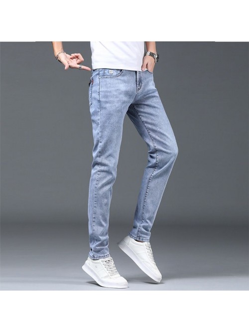  spring and summer new jeans men's Korean sli...