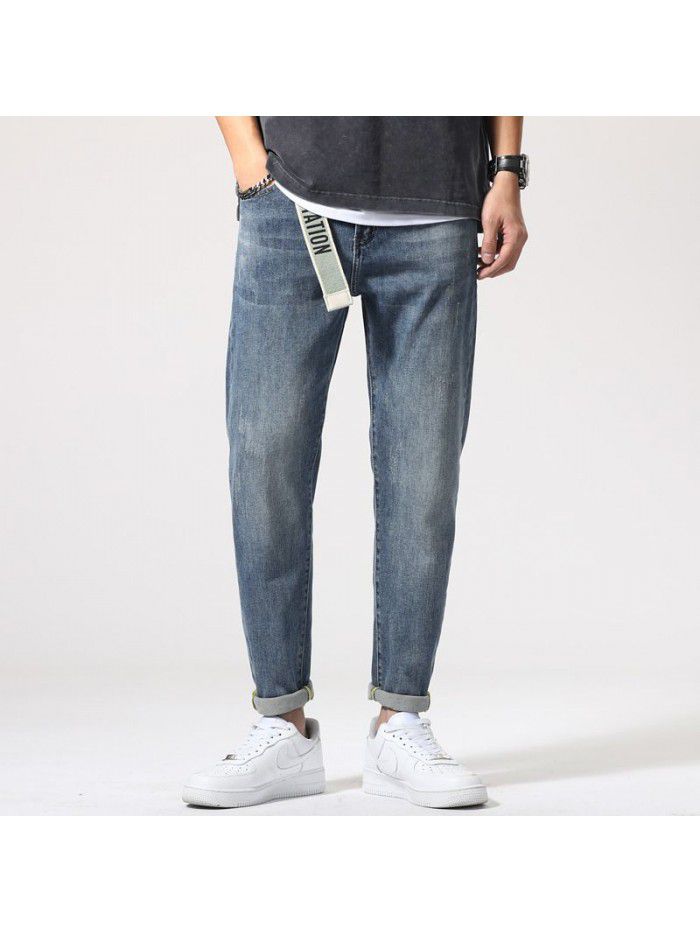 Men's jeans spring and summer new fashion brand loose large size Harem Pants trend youth leisure straight pants 