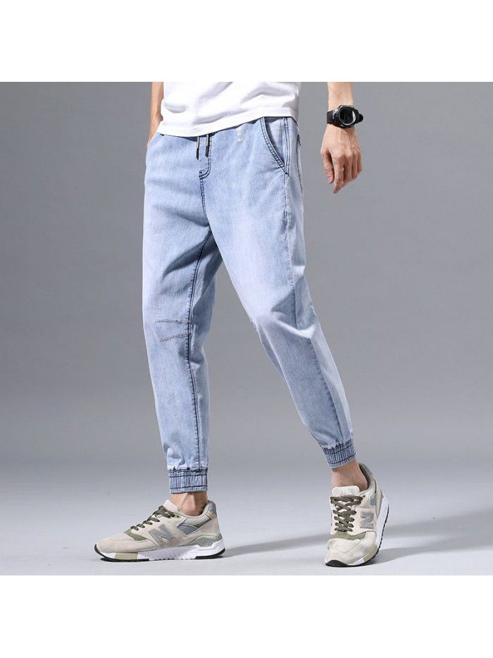 Jeans men's fashion brand  spring new Korean loose legged pants men's youth leisure small foot Harem Pants 