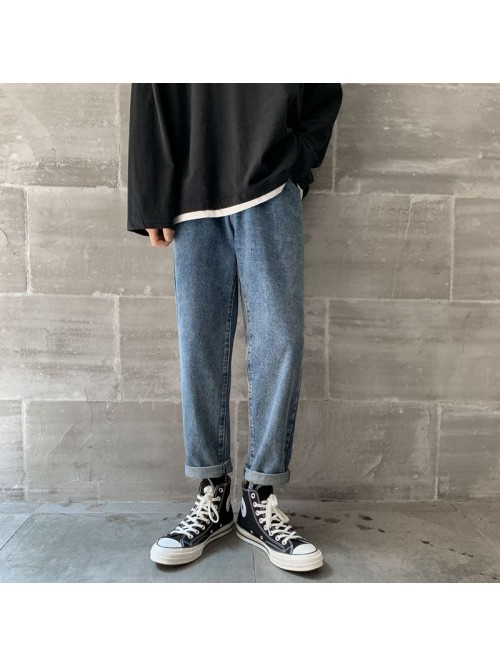 Men's fashion brand washed jeans men's t...