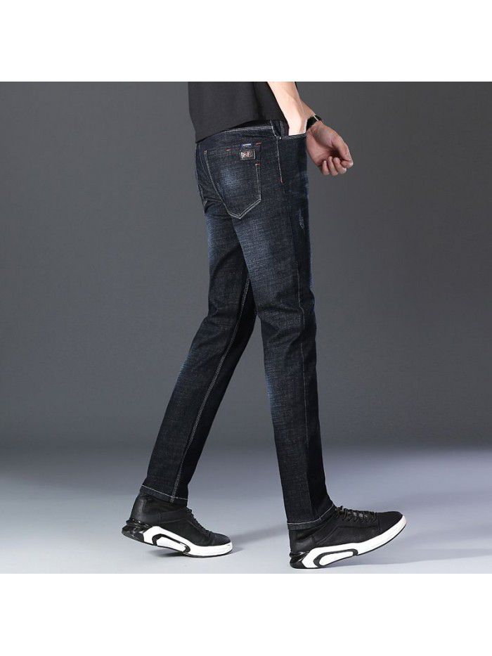 Spring and summer thin fashion brand stretch jeans men's Korean slim Leggings men's fashion casual pants 