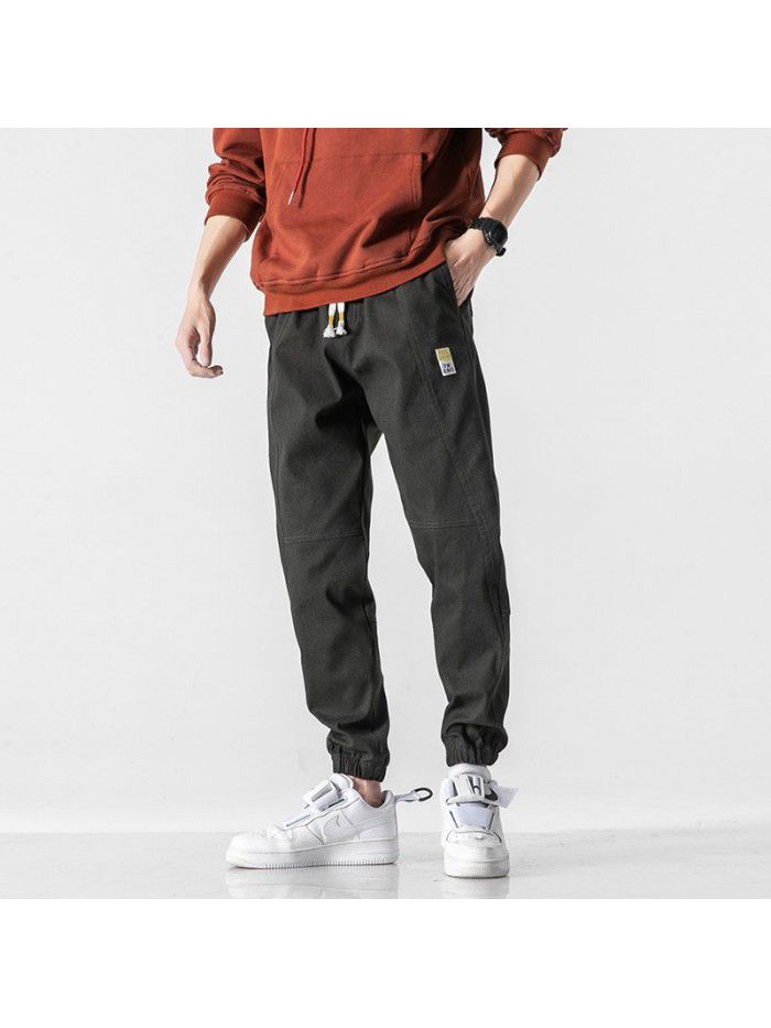 men's casual pants men's wash loose casual pants large elastic waist overalls men's wear 