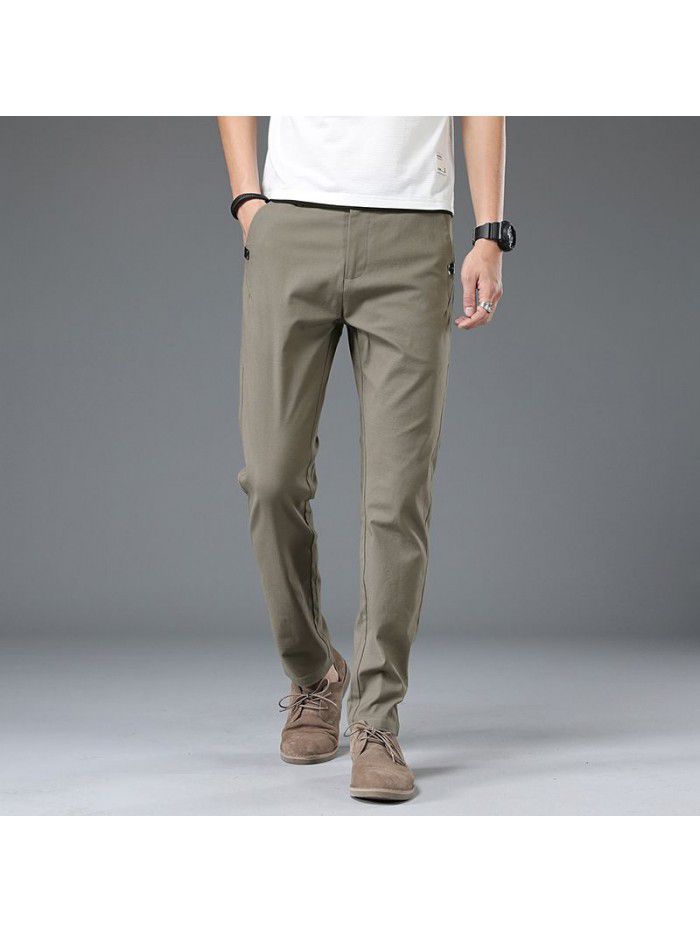  summer thin men's business casual pants men's Korean fashion youth simple trousers elastic slim pants 