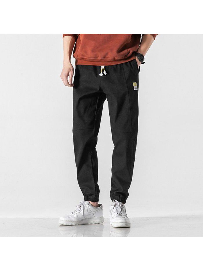 men's casual pants men's wash loose casual pants large elastic waist overalls men's wear 
