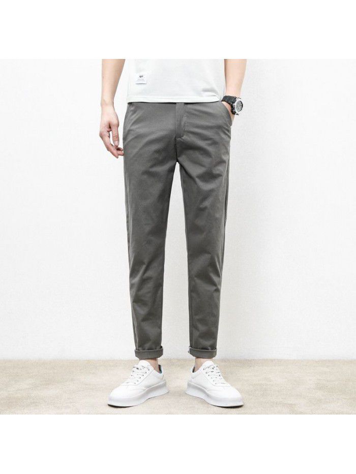 spring new casual pants men's loose sports pants men's fashion Korean elastic straight Capris 