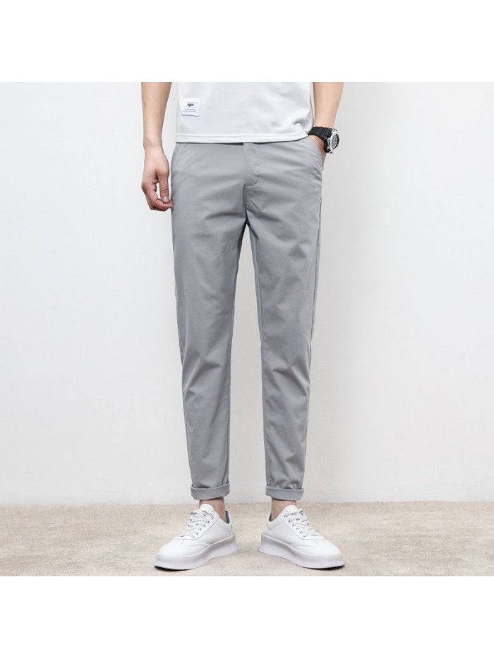 spring new casual pants men's loose sports pants men's fashion Korean elastic straight Capris 