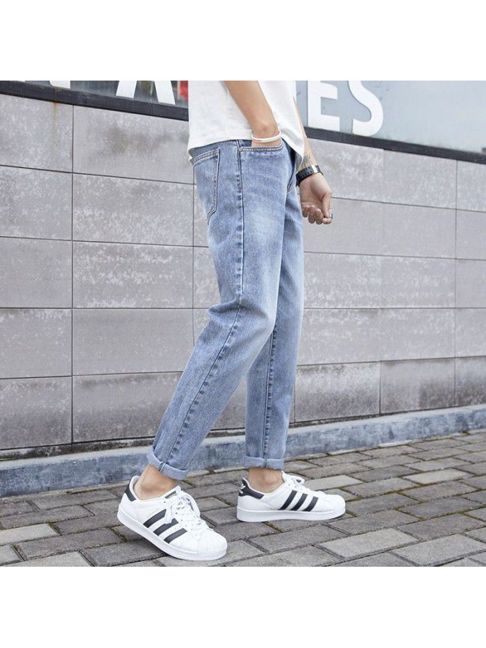 Jeans men's trendy Korean slim Leggings men's trendy youth fashion casual Capris new style in spring and summer 