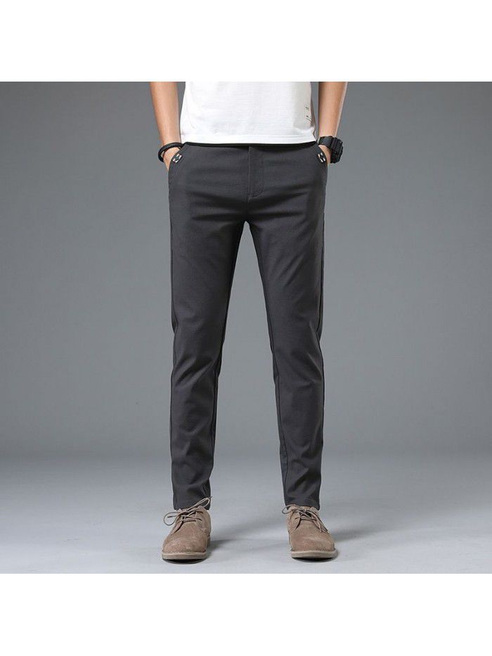 Pants men's Korean Trend slim stretch straight PANTS YOUTH simple formal casual men's trousers summer thin 