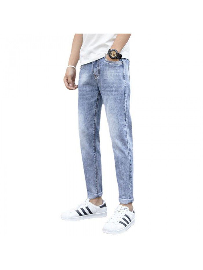 Jeans men's trendy Korean slim Leggings men's trendy youth fashion casual Capris new style in spring and summer 