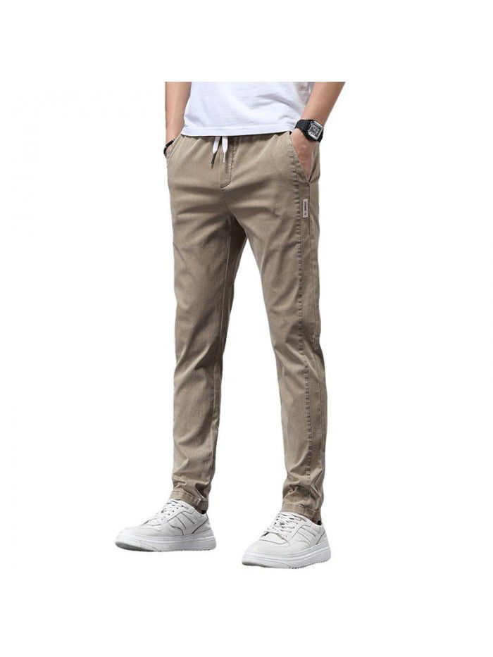 Spring and summer new fashion brand casual pants men's Korean slim Leggings men's youth trend elastic drawstring pants 