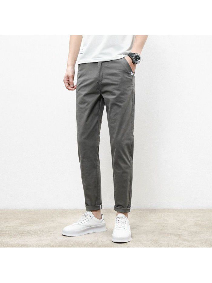 spring new casual pants men's loose sports pants men's fashion Korean elastic straight Capris 