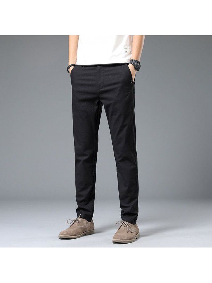  summer thin men's business casual pants men's Korean fashion youth simple trousers elastic slim pants 