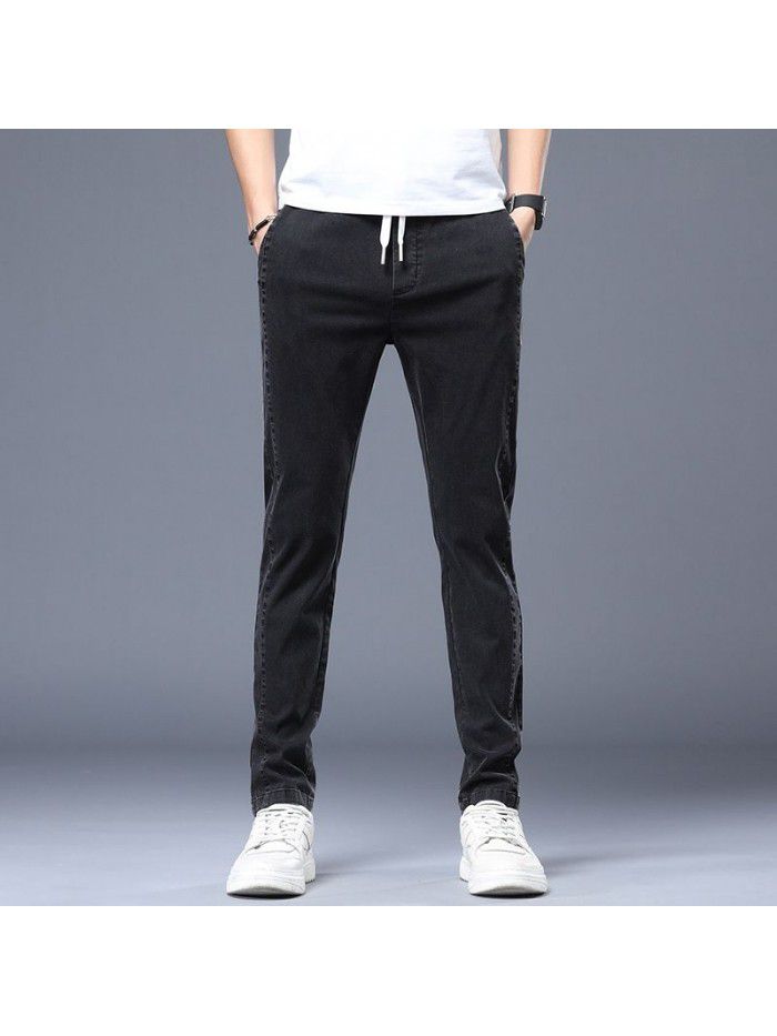 Spring and summer new fashion brand casual pants men's Korean slim Leggings men's youth trend elastic drawstring pants 