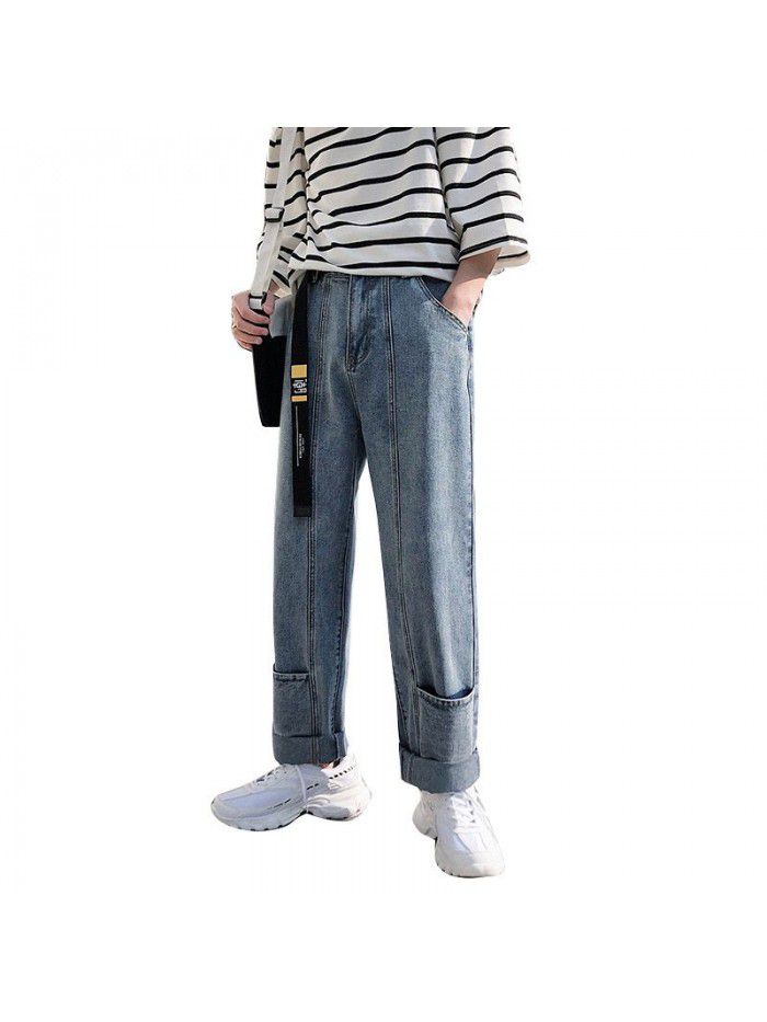 New Japanese fashion brand loose straight jeans in spring and summer 