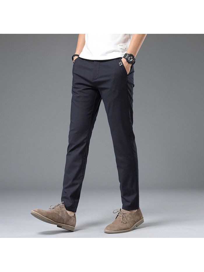 Pants men's Korean Trend slim stretch straight PANTS YOUTH simple formal casual men's trousers summer thin 