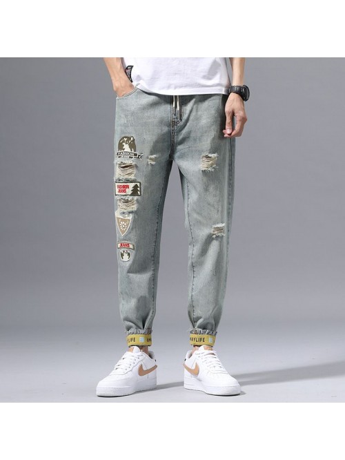 Holed jeans men's spring new fashion brand Sl...