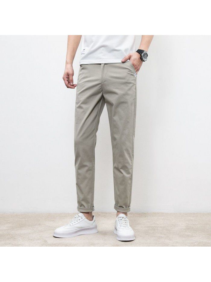 spring new casual pants men's loose sports pants men's fashion Korean elastic straight Capris 