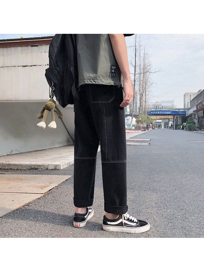  spring and summer new jeans men's loose straight wide leg pants men's fashion casual Harem Pants 