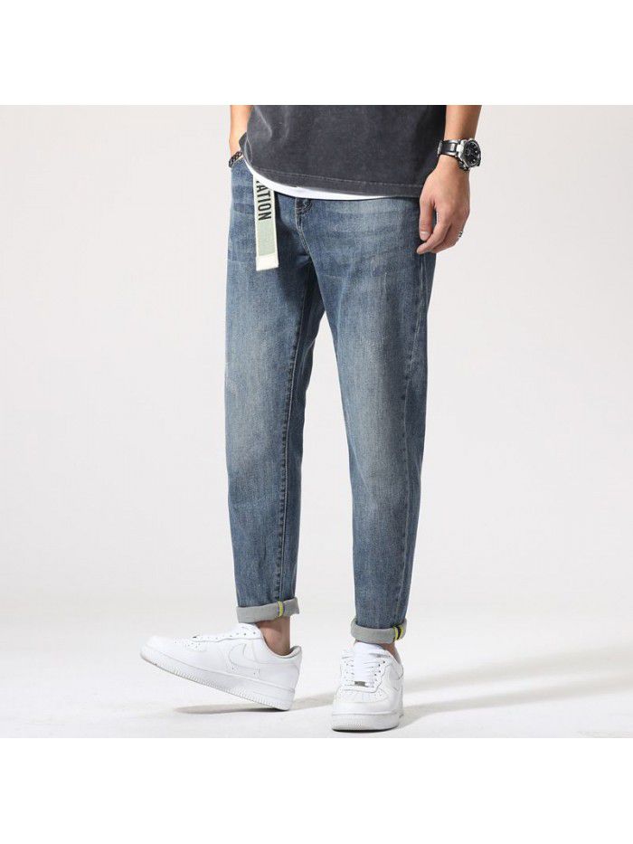 Men's jeans spring and summer new fashion brand loose large size Harem Pants trend youth leisure straight pants 