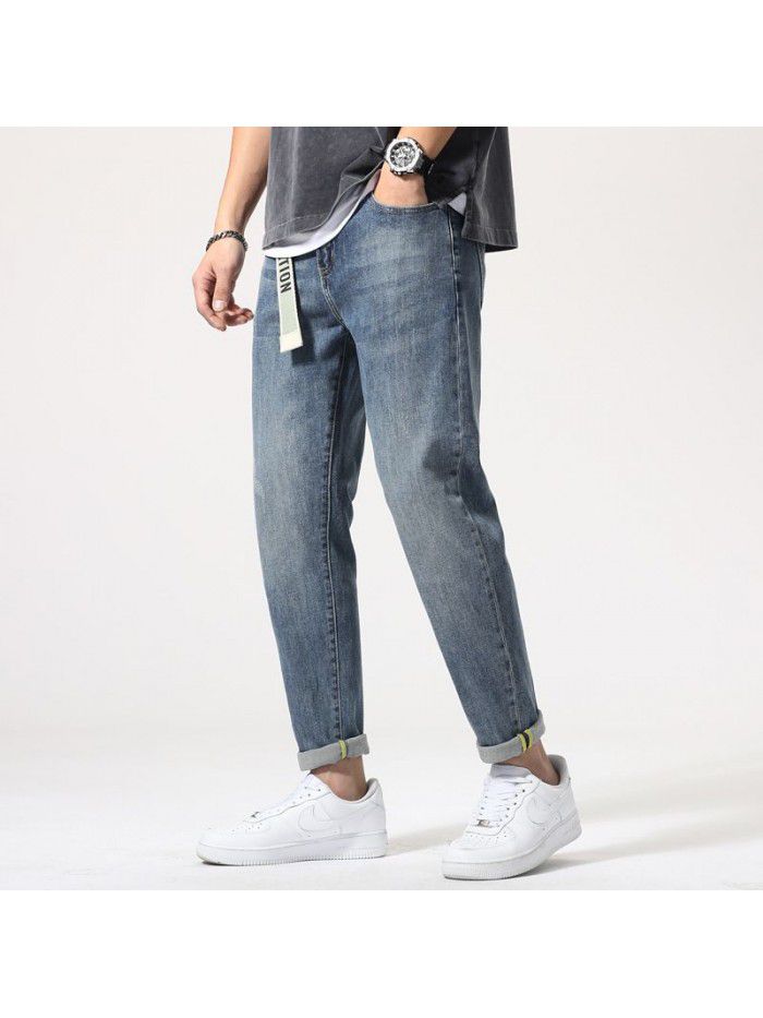 Men's jeans spring and summer new fashion brand loose large size Harem Pants trend youth leisure straight pants 