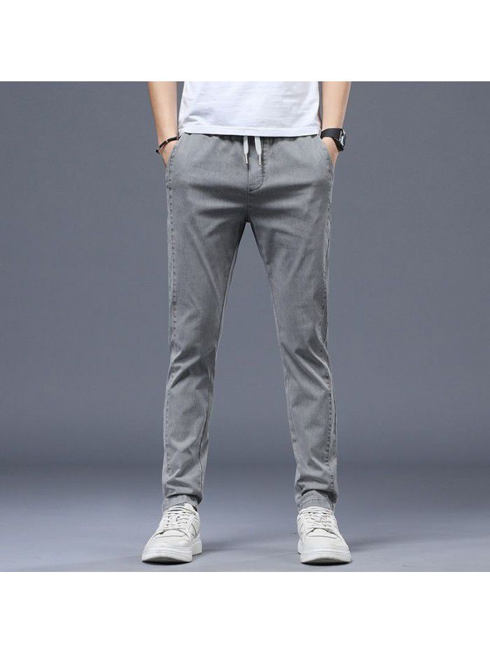 Spring and summer new fashion brand casual pants men's Korean slim Leggings men's youth trend elastic drawstring pants 