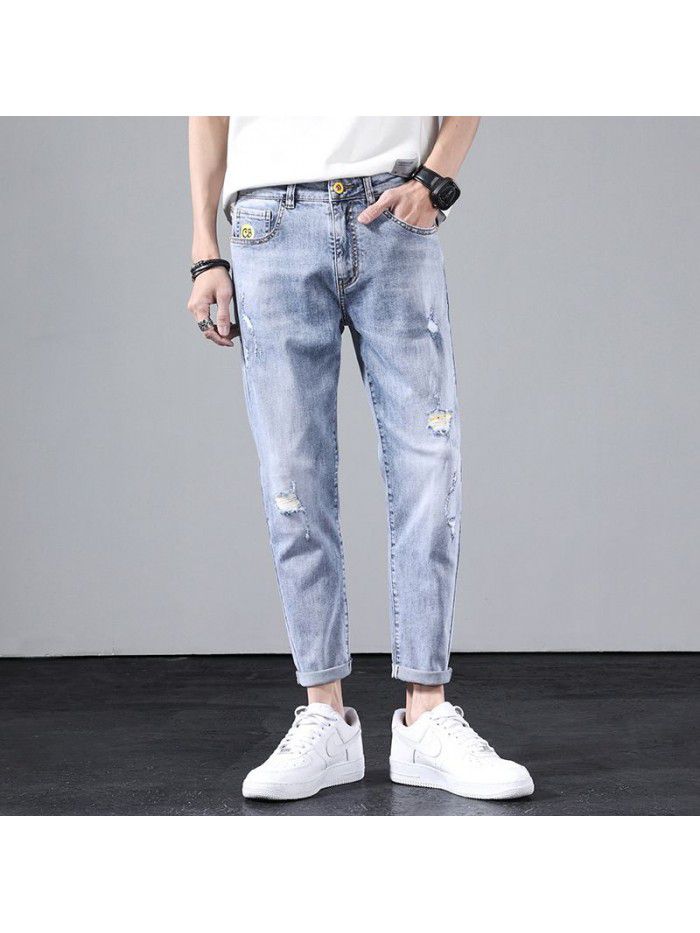  spring jeans men's straight baggy Capris 