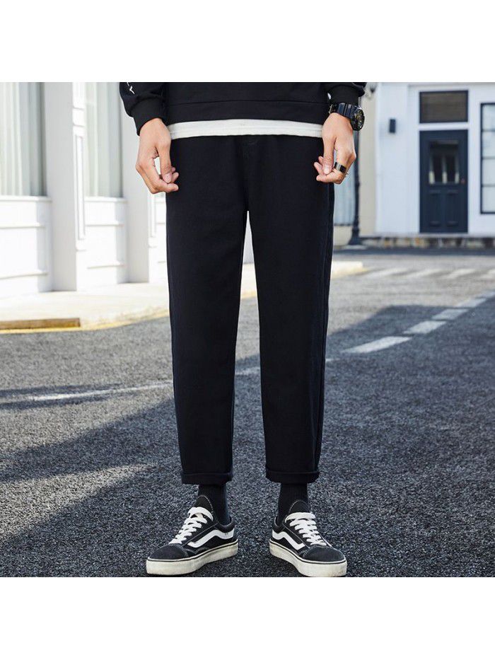 Loose fitting straight jeans men's fashion brand new Harem Pants for spring and summer men's casual simple wide leg daddy Capris 