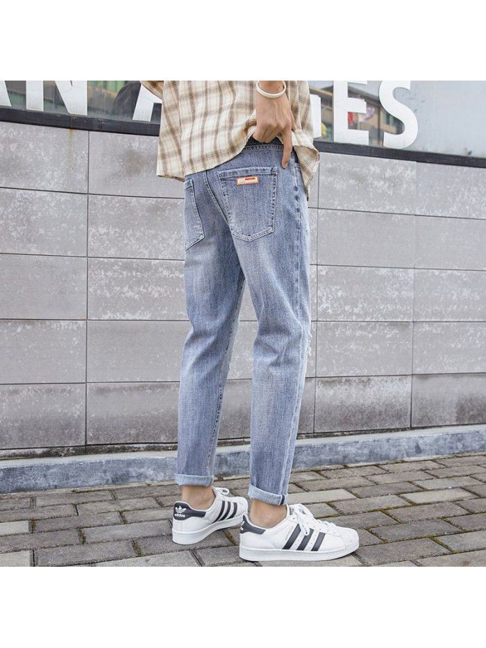 Spring and summer new hole jeans men's Korean slim Leggings men's trend youth fashion casual pants 