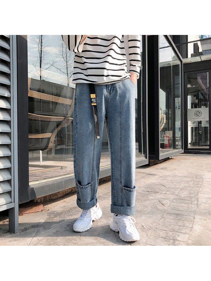 New Japanese fashion brand loose straight jeans in spring and summer 