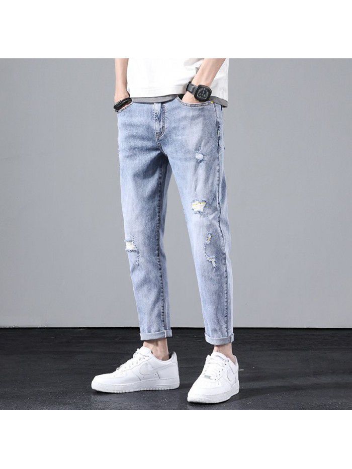  spring jeans men's straight baggy Capris 