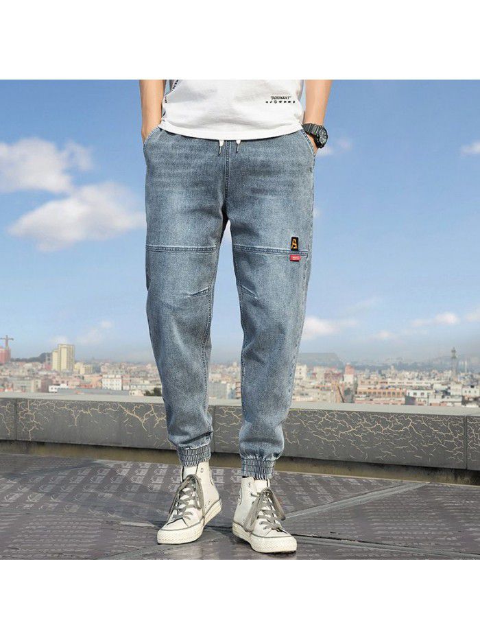 New men's jeans in spring and summer men's fashion brand loose legged Harlan pants men's youth leisure legged pants 