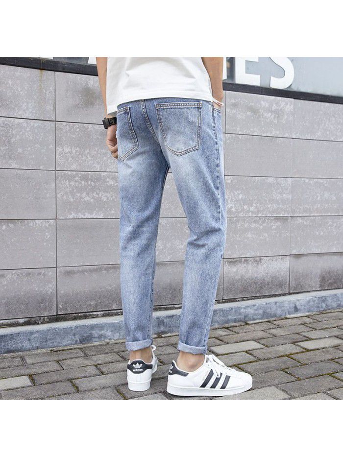 Jeans men's trendy Korean slim Leggings men's trendy youth fashion casual Capris new style in spring and summer 
