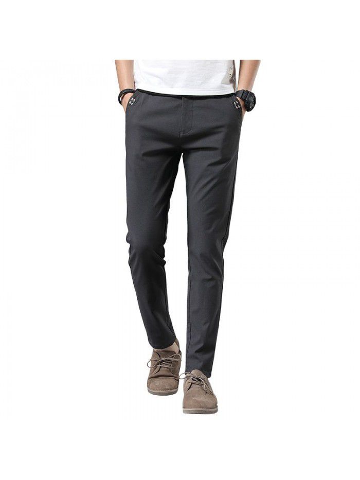 Pants men's Korean Trend slim stretch straight PANTS YOUTH simple formal casual men's trousers summer thin 