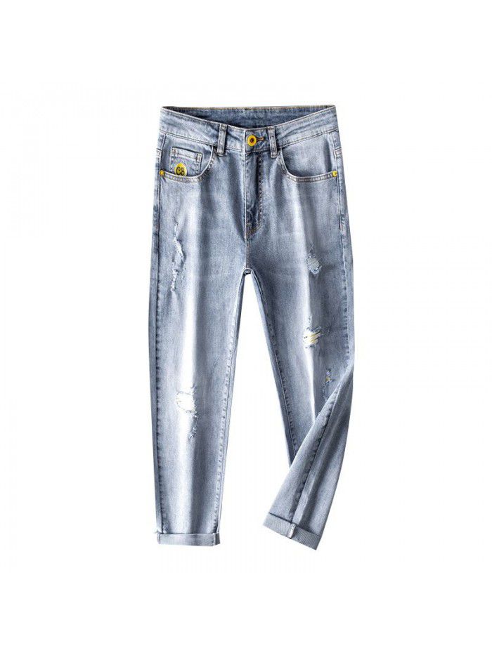  spring jeans men's straight baggy Capris 