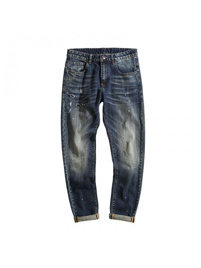 New jeans in spring and summer of  men's fashion brand Korean Leggings trend youth leisure slim stretch pants 