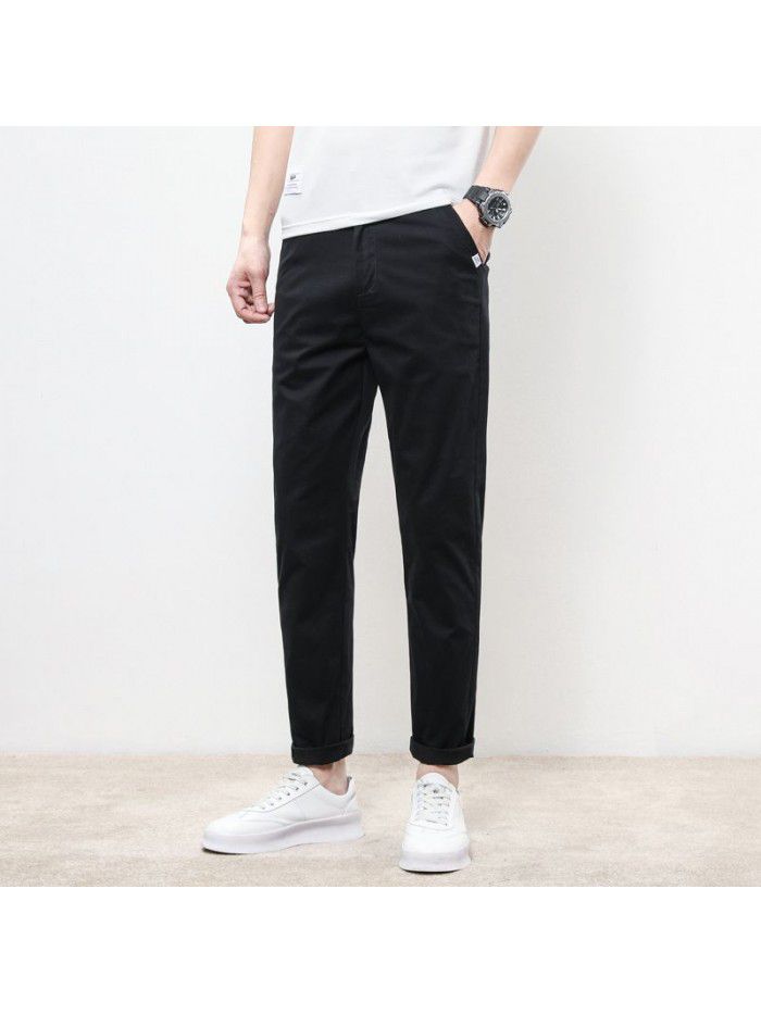 spring new casual pants men's loose sports pants men's fashion Korean elastic straight Capris 