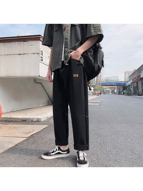  spring and summer new jeans men's loose stra...