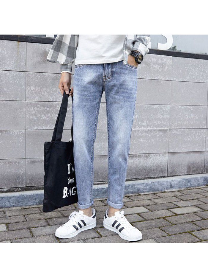 Jeans men's trendy Korean slim Leggings men's trendy youth fashion casual Capris new style in spring and summer 
