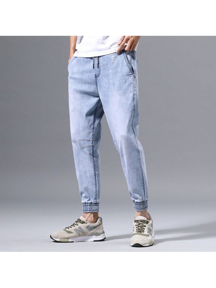 Jeans men's fashion brand  spring new Korean loose legged pants men's youth leisure small foot Harem Pants 