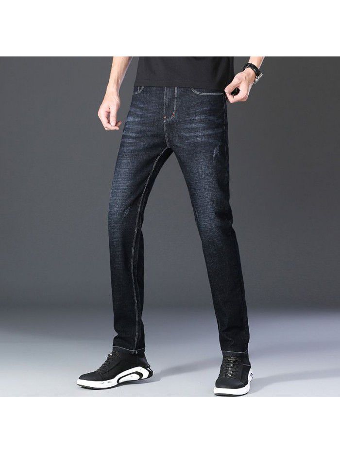 Spring and summer thin fashion brand stretch jeans men's Korean slim Leggings men's fashion casual pants 