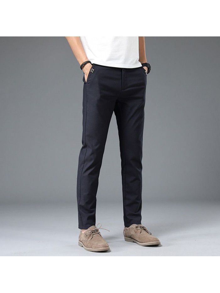 Pants men's Korean Trend slim stretch straight PANTS YOUTH simple formal casual men's trousers summer thin 