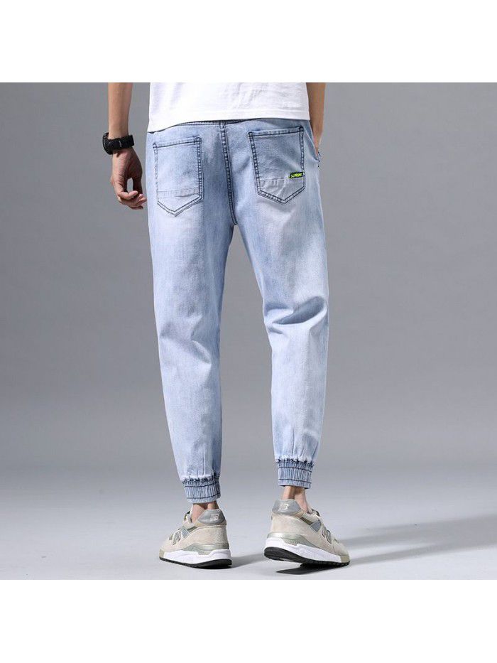 Jeans men's fashion brand  spring new Korean loose legged pants men's youth leisure small foot Harem Pants 