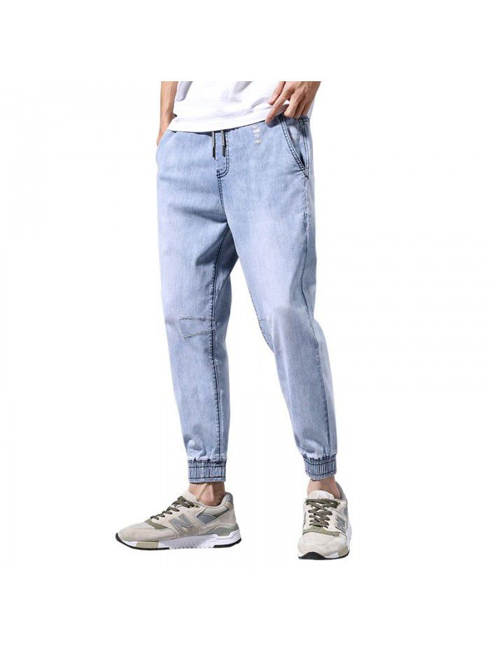 Jeans men's fashion brand  spring new Korean loose legged pants men's youth leisure small foot Harem Pants 