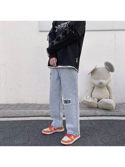 Spring and summer new fashion brand wash patch jea...