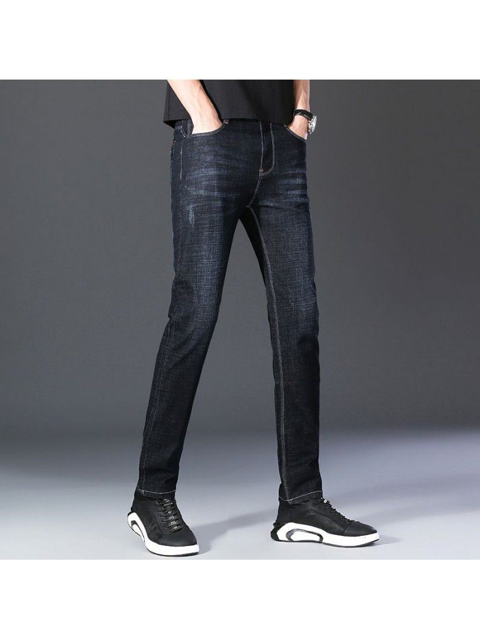 Spring and summer thin fashion brand stretch jeans men's Korean slim Leggings men's fashion casual pants 