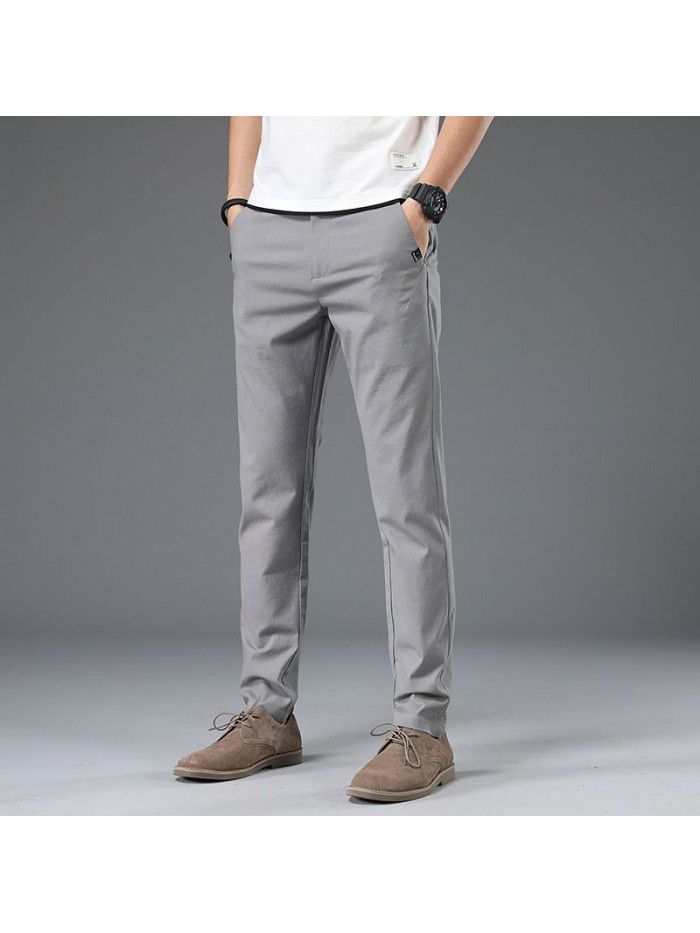  summer thin men's business casual pants men's Korean fashion youth simple trousers elastic slim pants 