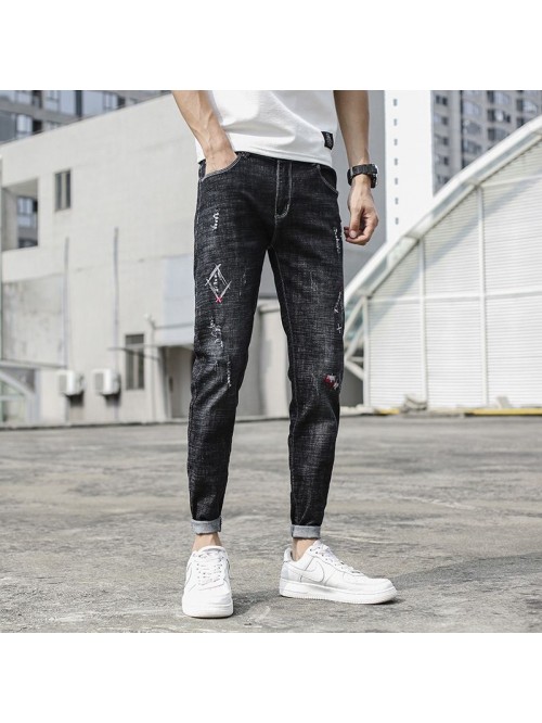 Spring and autumn men's jeans slim fit small ...