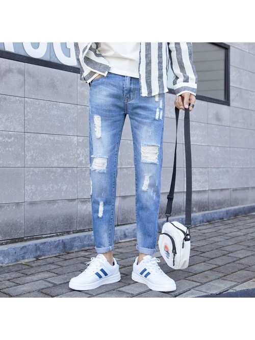 Fashion brand washed jeans men's spring and s...