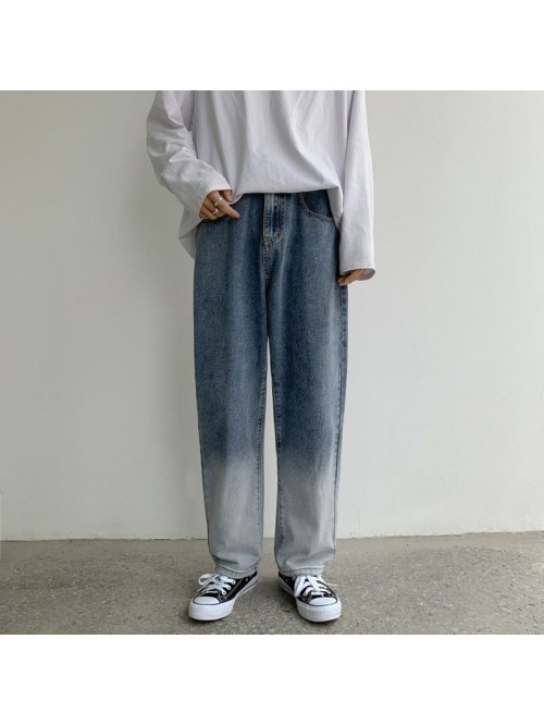 Korean washed jeans men's fashion brand loose...